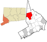 Fairfield County Connecticut incorporated and unincorporated areas Danbury highlighted